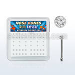 nbbxmc caja display piercing nariz hueso plata esterlina 925 0 6mm cristal claro redondo distribuidor mayorista