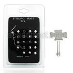 nbcopk caja display 20 piercing nariz hueso plata esterlina 925 0 6mm cruz plata lisa venta