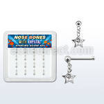 nbds16c caja display 16 piercing nariz hueso plata esterlina 0 6mm estrella cristal claro redondo distribuidor mayorista