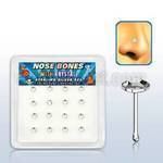 nbfb16c caja display 16 piercing nariz hueso plata esterlina 925 0 6mm cristal redondo claro 3mm extra plano mayorista