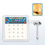 nbfbs16c caja display 16 piercing nariz hueso plata esterlina 925 0 6mm cristal claro redondo extra plano 2 5mm venta