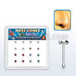 nbfbs16m caja display 16 piercing nariz hueso plata esterlina 925 0 6mm cristal redondo extra plano 2 5mm distribuidor mayorista