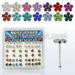 nbflbxs caja display piercing nariz hueso plata esterlina 925 0 6mm flor cristal 1mm mayorista