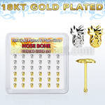 nbmpa36 caja display 36 piercing nariz hueso plata 925 0 6mm pina plata lisa oro 18 kts mayorista