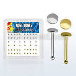 nbmx4 caja display piercing nariz hueso plata 925 0 6mm redonda 2mm 16 estan oro 18 kts al por mayor