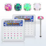 nbpo2 caja 36 piercing nariz hueso plata 925 0 6mm opalos sinteticos redondos 2mm al por mayor