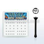 nbrb6xc caja display piercing nariz hueso plata 925 negro 0 6mm cristal claro redondo 1 25mm distribuidor mayorista