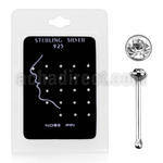 nbrdpk pack display 20 piercing nariz hueso plata esterlina 925 0 6mm cristal redondo claro 1 5mm mayorista