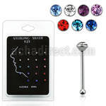 nbrdpkm pack display 20 piercing nariz hueso plata esterlina 925 0 6mm cristal redondo 1 5mm venta