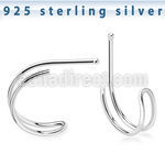 nbvcu 925 sterling silver nose bone double wire curved shape