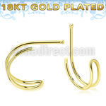 nbvcug 18k gold plated silver nose bone double wire curved