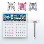 nbzqm caja display piercing nariz hueso plata esterlina 925 0 6mm zirconia cuadrado 2mm venta