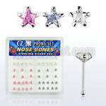 nbzsm caja display piercing nariz hueso plata esterlina 925 0 6mm zirconia estrella 3mm mayorista