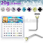 nlzr2xm 316l steel nose studs prong set round cz assorted