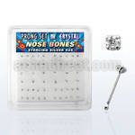 npbc caja display piercing nariz hueso plata esterlina 925 0 6mm cristal redondos claros 1 5mm venta