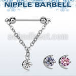 npdl2 barbell pezon acero quirurgico bolas 5mm conectadas traves luna zirconita mayorista