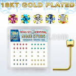 npsgm caja 52 piercing nariz plata 925 0 6mm oro 18 kts cristal 1 8mm al por mayor