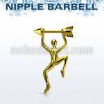 nptd14 barbell pezon acero 316l pvd dorado cono 5mm final flecha hombre colgando oro mayorista