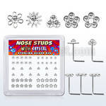 nsbxm7c display caja unidades piercing nariz plata esterlina parte superior flores variadas cristales color claro