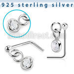 nsdvbz1 silver nose stud ball bezel set dangling cz