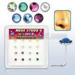 nsfb16m caja display 16 piercing nariz l plata esterlina 925 0 6mm cristal redondo 3mm extra plano mayorista