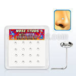nsfbs16c caja display 16 piercing nariz l plata esterlina 925 0 6mm cristal claro 2 5mm redondo extra plano al por mayor