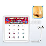 nsfbs16m caja display 16 piercing nariz l plata esterlina 925 0 6mm cristal extra plano redondo 2 5mm venta