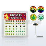 nslgx1 caja display piercing nariz l plata esterlina 925 0 6mm disenos variados logos marihuana mayorista