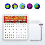 nsmabm caja display piercing nariz l plata esterlina 925 0 6mm cristal redondos recubrimiento ab 1.4mm 1 5mm 1.8mm venta