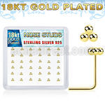 nstsv36g 18k plated silver nose studs triple balls 36pcs