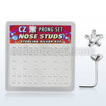 nszbsc caja display piercing nariz l plata esterlina 925 0 6mm zirconia claras estrella 3mm venta