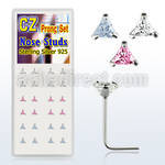 nsztrm caja display 24 piercing nariz l plata esterlina 925 0 6mm zirconia tri 3mm distribuidor