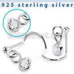 nwdvbz1 silver nose screw ball bezel set dangling cz