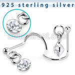 nwdvm1 925 sterling silver nose screw ball dangling crystal