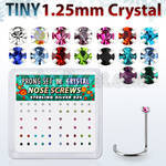 nwp6mx caja display 52 piercing nariz l plata esterlina 0 6mm tiny 1.25mm crystals distribuidor