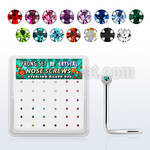 nwp9mbx caja display 36 piercing nariz l plata esterlina 925 cristal 1 5mm color distribuidor mayorista