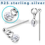 nydvm1 silver bend it yourself nose stud ball crystal