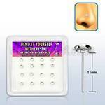 nyfb16c caja display 16 piercing nariz doblar tu mismo plata esterlina 925 0 6mm cristal claro redondo extra plano 3mm al por mayor