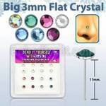 nyfb16m caja display 16 piercing nariz doblar tu mismo plata esterlina 925 0 6mm cristal redondo extra plano 3mm al por mayor