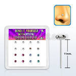 nyfbs16m caja display 16 piercing nariz doblar tu mismo plata esterlina 925 0 6mm cristal redondo extra plano 2 5mm mayorista