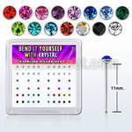 nyrdbxm caja display piercing nariz doblar tu mismo plata esterlina 925 0 6mm cristal redondos 1 5mm al por mayor