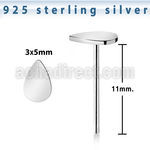 nyvdr 925 sterling silver nose stud teardrop shaped top
