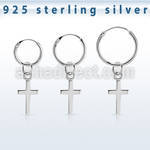 phod35 piercing helix aro liso plata esterlina colgante cruz plata