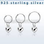 phod48 piercing helix aro liso plata esterlina colgante corazon plata