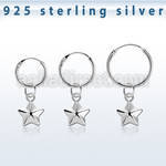 phod49 piercing helix aro liso plata esterlina colgante estrella plata