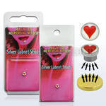 pkml10 piercing labret falso magnetico plata 925 4mm logo corazon rojo bandeja magnetica dorada 1 pieza venta