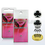 pkml12 piercing labret falso magnetico plata 925 4mm logo carta trebol negra bandeja magnetica dorada 1 pieza mayorista