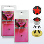 pkml1 piercing labret falso magnetico plata 925 4mm logo estrella roja fondo negro bandeja magnetica dorada 1 pieza distribuidor