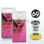 pkml2 piercing labret falso magnetico plata 925 4mm logo 69 fondo negro bandeja magnetica dorada 1 pieza distribuidor
