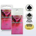 pkml9 piercing labret falso magnetico plata 925 4mm logo carta picas negra bandeja magnetica dorada 1 pieza al por mayor